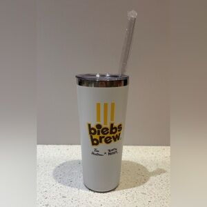 Tim Hortons x Justin Bieber Biebs Brew Travel Thermos Cup with Reusable Straw